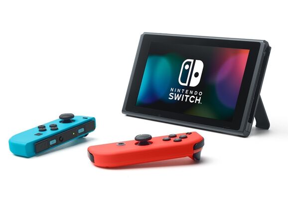 Image Console NINTENDO Switch Noir 32 Go + 2 Joy Con Bleu Néon & Rouge Néon