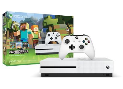 Console MICROSOFT Xbox One S Blanc 500 Go + 1 manette + Minecraft (dématérialisé)