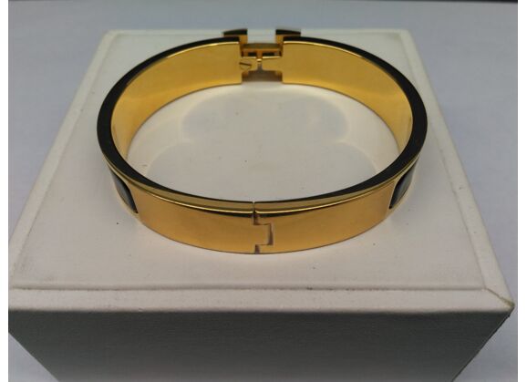 Image Bracelet Clic H Plaqué or Noir