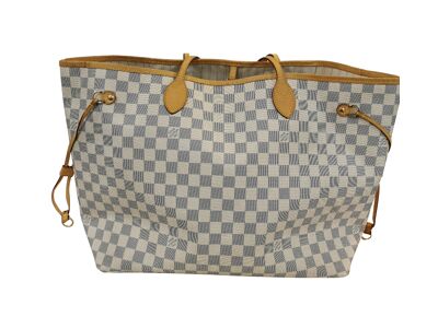Image Sac à main LOUIS VUITTON Neverfull Porté Epaule Toile Enduite Damier Azur