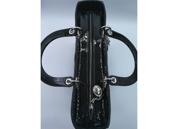 Image Sac à main DIOR Lady Dior Cuir Verni Noir