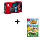 Image Console NINTENDO Switch Noir 32 Go + 2 Joy Con Bleu Néon & Rouge Néon + Animal Crossing New Horizons