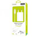 Chargeur USB MOXIE Pack Chargeur 1A Blanc + Câble Lightning iPhone