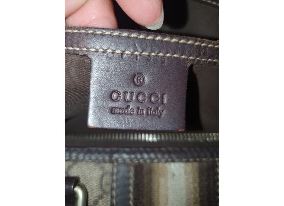 Image Sac à main GUCCI Boston Porté Main Tissu Brun