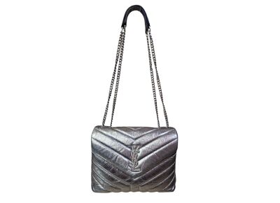 Image Sac à main SAINT LAURENT Loulou PM Porté Croisé Cuir Argenté