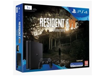 Image Console SONY PS4 Slim Noir 1 To + 1 Manette + Resident Evil 7