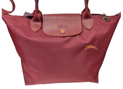 Image Sac à main LONGCHAMP Le Pliage Porté Epaule Toile Enduite Bordeaux