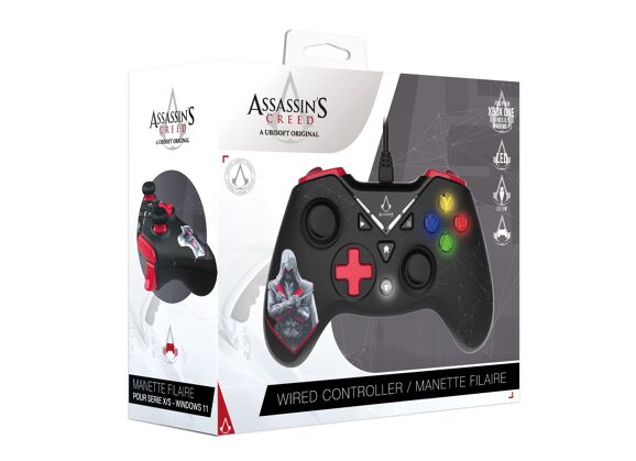 Image Acc. de jeux vidéo FREAKS AND GEEKS Manette Filaire Noir Rouge Assassin's Creed Xbox One