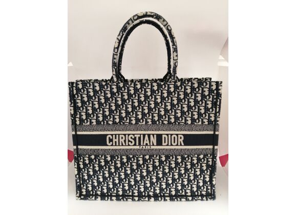 Image Sac à main DIOR Book Tote Porté Main Tissu Bleu