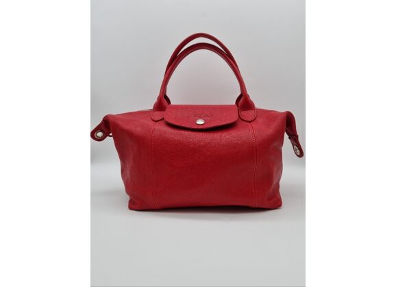 Image Sac à main LONGCHAMP Le Pliage Porté Main Cuir Rouge