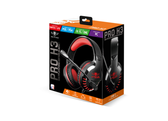 Image Acc. de jeux vidéo SPIRIT OF GAMER Casque Pro H3 Filaire Rouge PS5