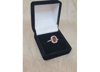 Image Bague Coussin Or Jaune Rubis Diamant