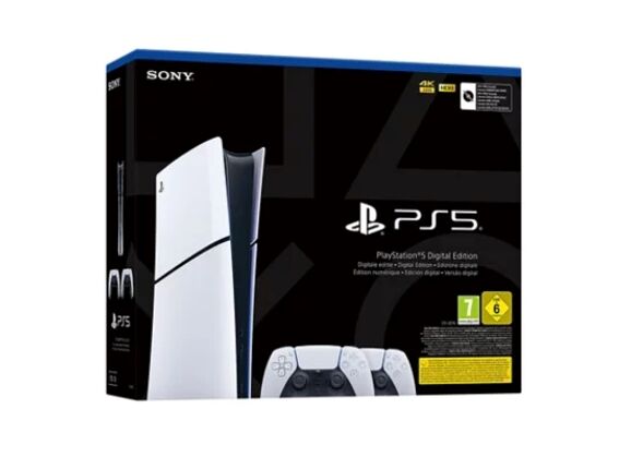 Image Console SONY PS5 Slim Digital Edition Blanc 1 To + 2 manettes