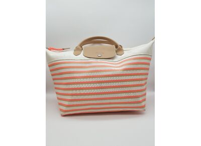 Image Sac à main LONGCHAMP Le Pliage Porté main Toile enduite Crème Rose