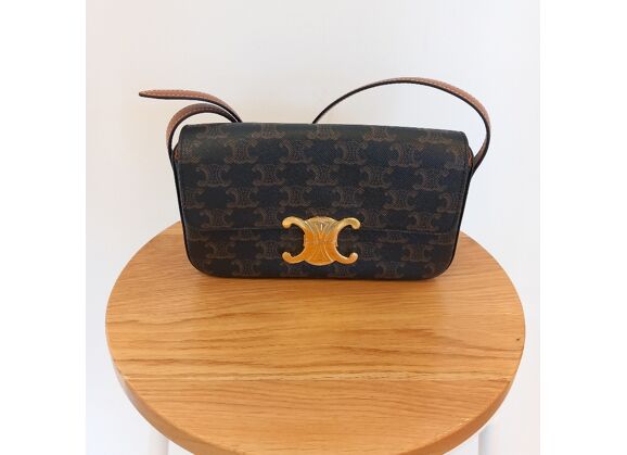 Image Sac à main CELINE Claude Triomphe Pochette Cuir Marron