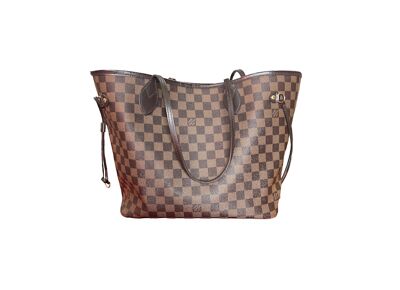 Image Sac à main LOUIS VUITTON Neverfull Porté épaule Cuir Damier marron