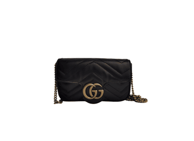Image Sac à main GUCCI Marmont Super Mini GG Porté croisé Cuir Noir