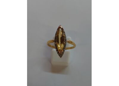 Image Bague Marquise Or jaune Citrine Diamant
