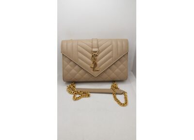 Image Sac à main YVES SAINT LAURENT Porté croisé Cuir de veau Beige