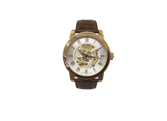 Image Montre Homme GEVRIL 22695 Cuir Marron 46 mm