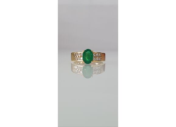 Image Bague Or jaune Émeraude Diamant