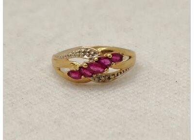 Image Bague Or jaune Rubis Diamant