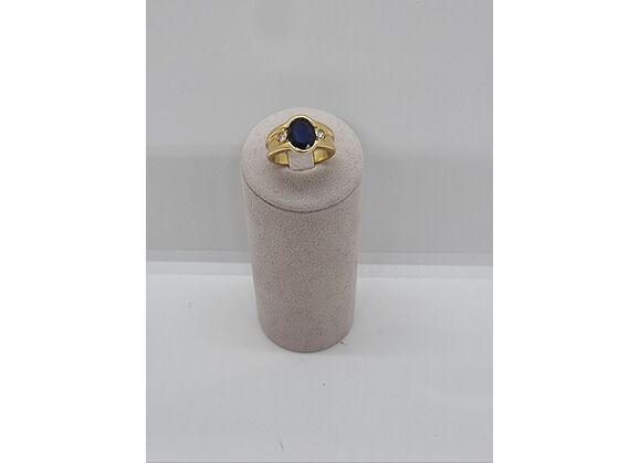 Image Bague Or jaune Pierre bleue Diamant