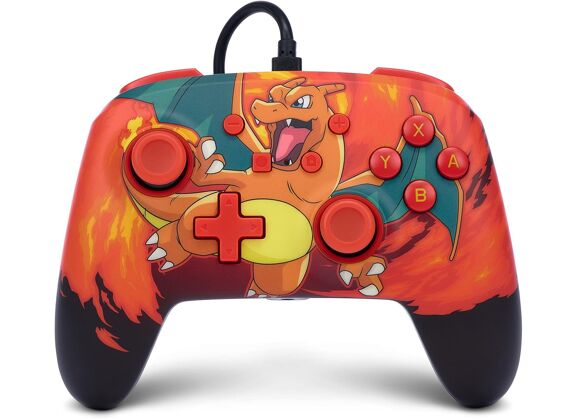 Image Acc. de jeux vidéo POWERA Manette Filaire Rouge Dracofeu Switch
