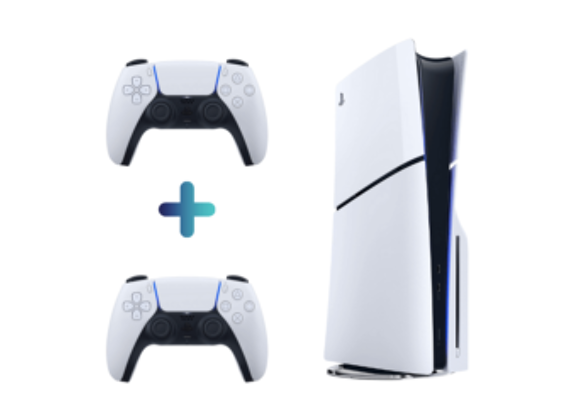 Image Console SONY PS5 Slim Blanc 1 To + 2 manettes