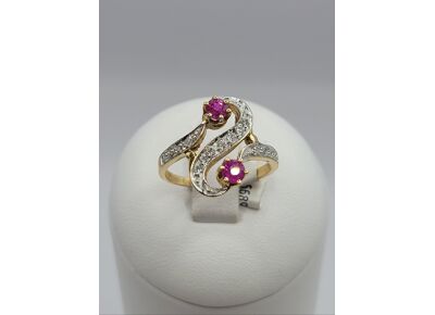 Image Bague Or jaune Rubis Diamant