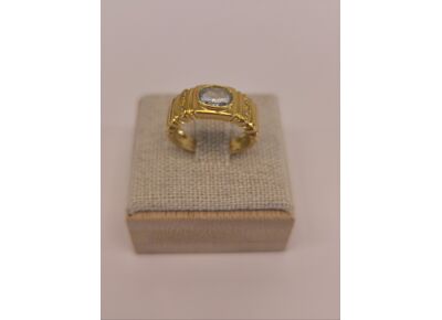 Image Bague Or jaune Pierre blanche Sans