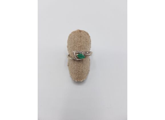 Image Bague Or blanc Emeraude Diamant