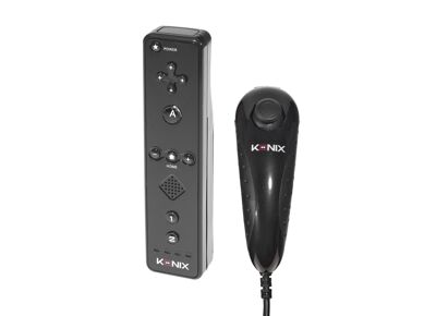 Image Acc. de jeux vidéo KONIX Manette Sans fil Wiimote + Nunchuck Filaire Noir Wii