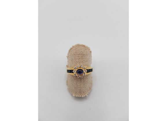 Image Bague Or jaune Saphir Diamant