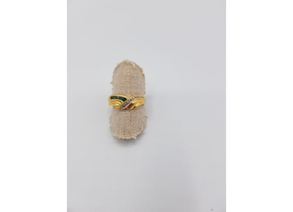 Image Bague Or jaune Diamant Emeraude