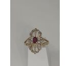 Image Bague Or jaune Rubis Pierre blanche