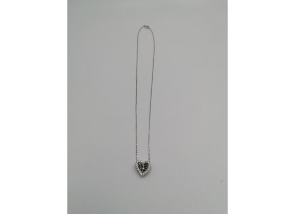 Image Collier Or blanc Pierre noire Pierre noire