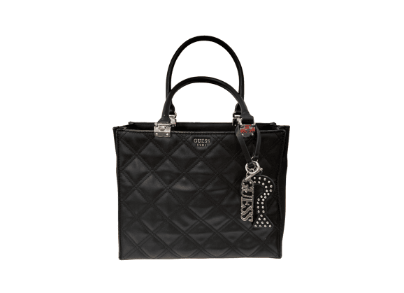 Image Sac à main GUESS Status Porté main Toile enduite Noir