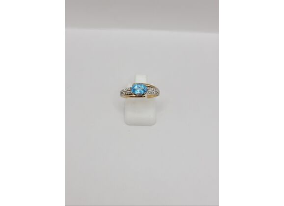 Image Bague Or jaune Topaze Oxyde de zirconium