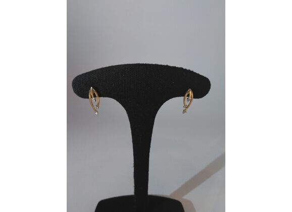 Image Boucles d'oreilles Or jaune Pierre blanche