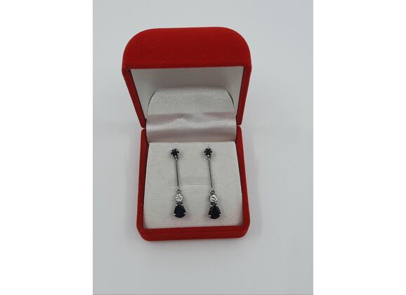 Image Boucles d'oreilles Or blanc Saphir Diamant