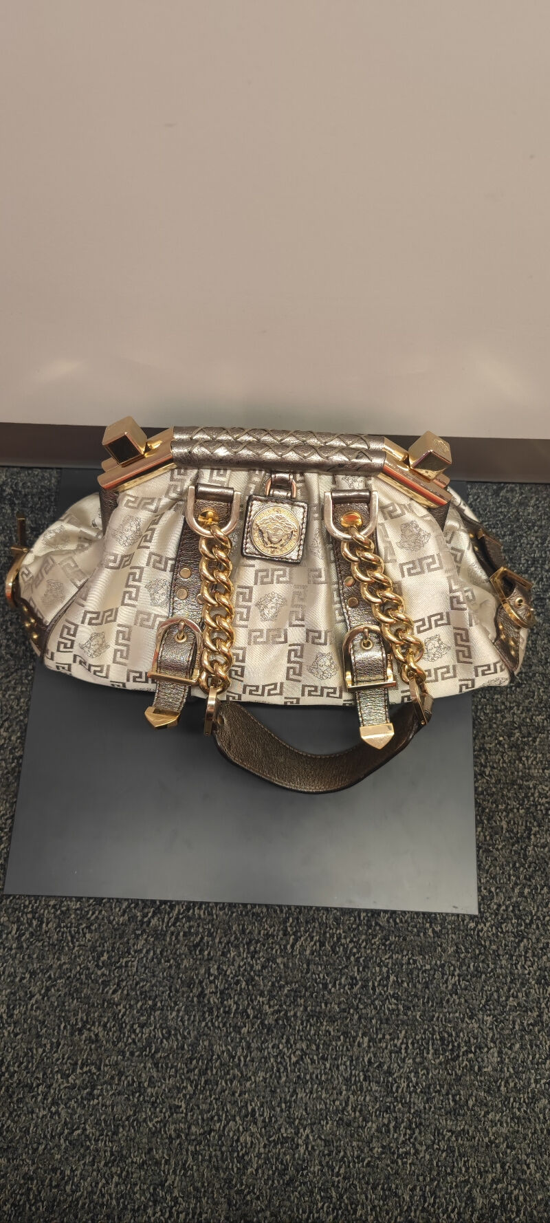 Sac à main VERSACE Madonna Porté main Toile Argenté d #39 occasion