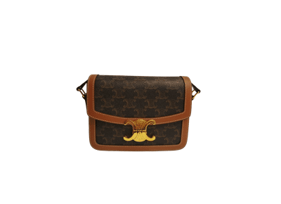Image Sac à main CELINE Triomphe Teen Canvas Porté croisé Toile enduite Marron