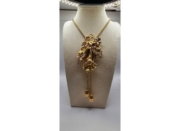 Image Collier Or jaune Perle Pierre orange