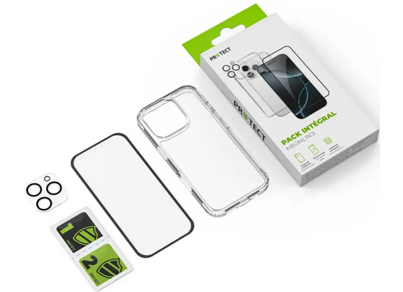 Image Coques et Etui PROTECT Pack Coque Plastique Transparent + Verre trempé + Protection lentilles iPhone 12 Pro