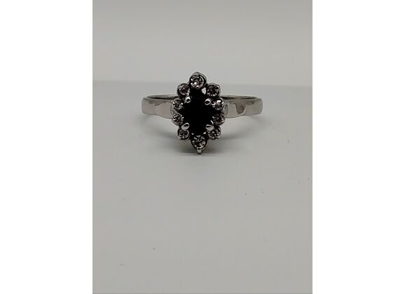 Image Bague Or blanc Diamant Saphir