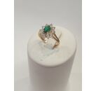 Image Bague Or jaune Pierre verte Pierre blanche