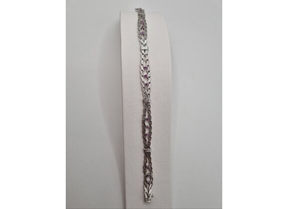 Image Bracelet Or blanc Saphir rose