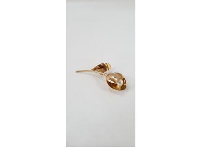 Image Broche Or empierré NON SIGNE Or jaune Perle de culture Sans