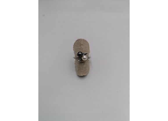 Image Bague Or blanc Perles